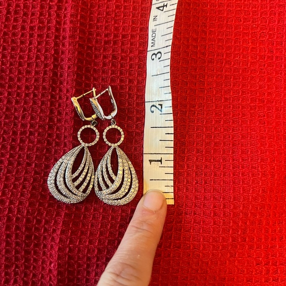 Silver CZ drop earrings - Picture 5 of 6